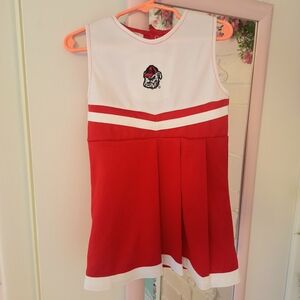 Rivalry Threads Red and White Cheer Dress with Bulldog Patch